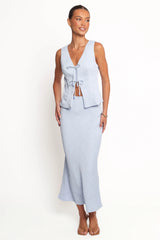 Ysolde Bow Detail Skirt Set - Light Blue