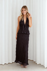 Zafira Textured Halter Top - Black