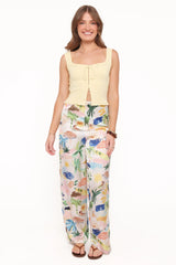 Alba Wide Leg Pant - Cream Resort Isle