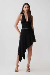 Talise Modal Hankie Midi Skirt - Black