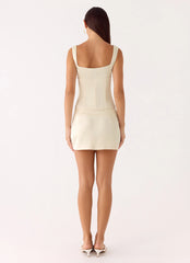 Posy Satin Mini Skirt - Ivory