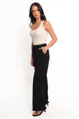 Cinch Wide Leg Crepe Pant - Black
