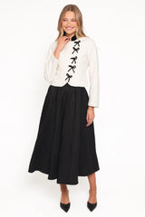 Jorah Twill Cropped Bow Jacket - Cream