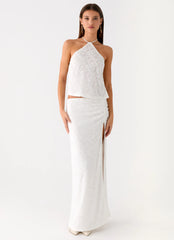 Griff Backless Jacquard Top - White