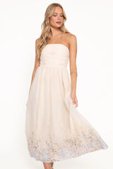 Kayt Strapless Dress - Embroidered Floral