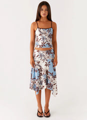 Skye Midi Skirt - Bluewood Blossom