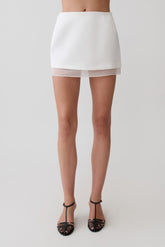 Frankie Satin Mini Skirt - White