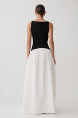 Acacia Contrast Sleeveless Maxi Dress - Black/White