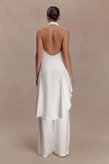Sydney Straight Leg Satin Pants - Ivory