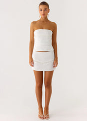 Perfect Celebrity Beaded Mini Skirt - White