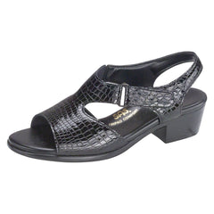 Women's Suntimer Heel Strap Sandal in Black Croc Wide