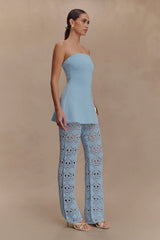Trena Crochet Knit Pants - Sky Blue