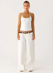 Johnny Low Rise Wide Leg Denim Jeans - White