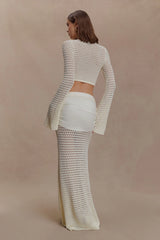 Mania Crochet Maxi Skirt With Hardware - Ivory