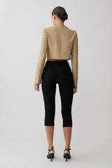 Marielle Button Up Cropped Jacket - Taupe