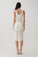 Atlantis Crochet Knit Midi Skirt - White