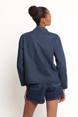 Avon Bow Front Denim Shacket - Denim