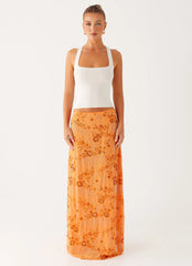 Corinna Low Rise Sequin Maxi Skirt - Orange