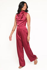 Brinley One Shoulder Jumpsuit - Berry