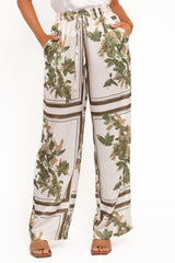 Lara Wide Leg Pants - Olive Print