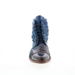 Bed Stu Loretta F328030 Womens Blue Leather Lace Up Casual Dress Boots