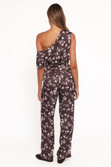 Romola Pant - Brown Cream Floral