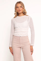 Riven Shirred Top - White