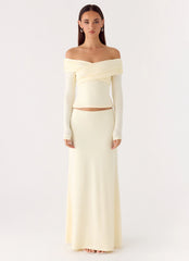 Like A Flower Maxi Skirt - Lemon Yellow