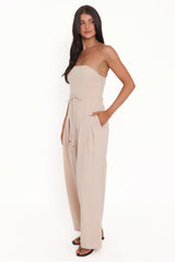 Calliope Tie Waist Jumpsuit - Wheat