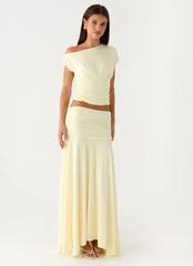 Liana Ruched Maxi Skirt - Yellow