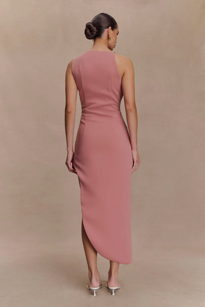Virginia Suiting Embroidered Midi Dress - Burnt Rose