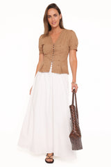 Lorraine Eyelet Top - Brown