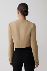 Marielle Button Up Cropped Jacket - Taupe