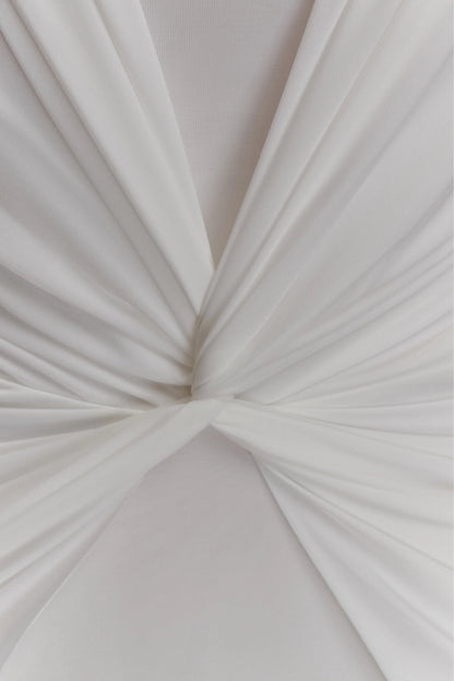Mirren Strapless Slinky Maxi Dress - White