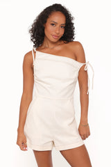 Tatum Off Shoulder Romper - Bone