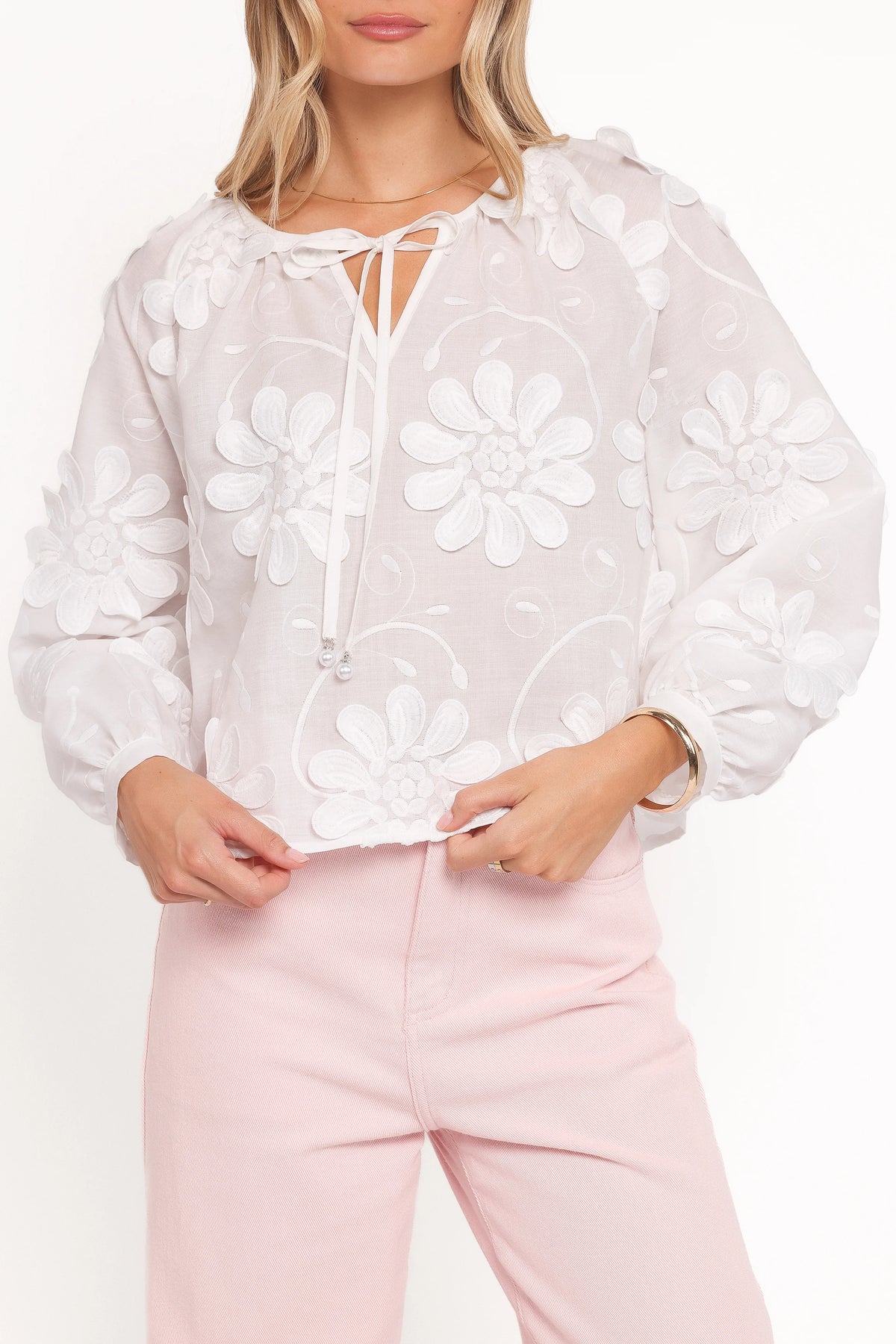 Leire Embroidered Blouse - White