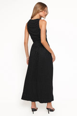 Shirley Maxi Dress - Black Polka Dot