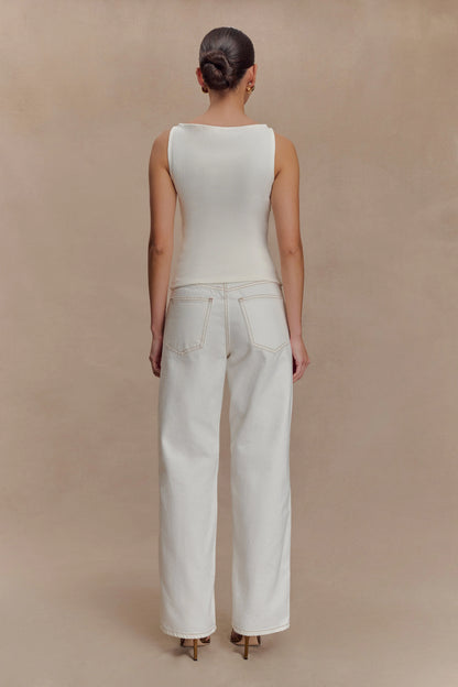Coraline Panelled Sleeveless Top - White