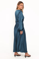 Remora Long Sleeve Midi Dress - Teal