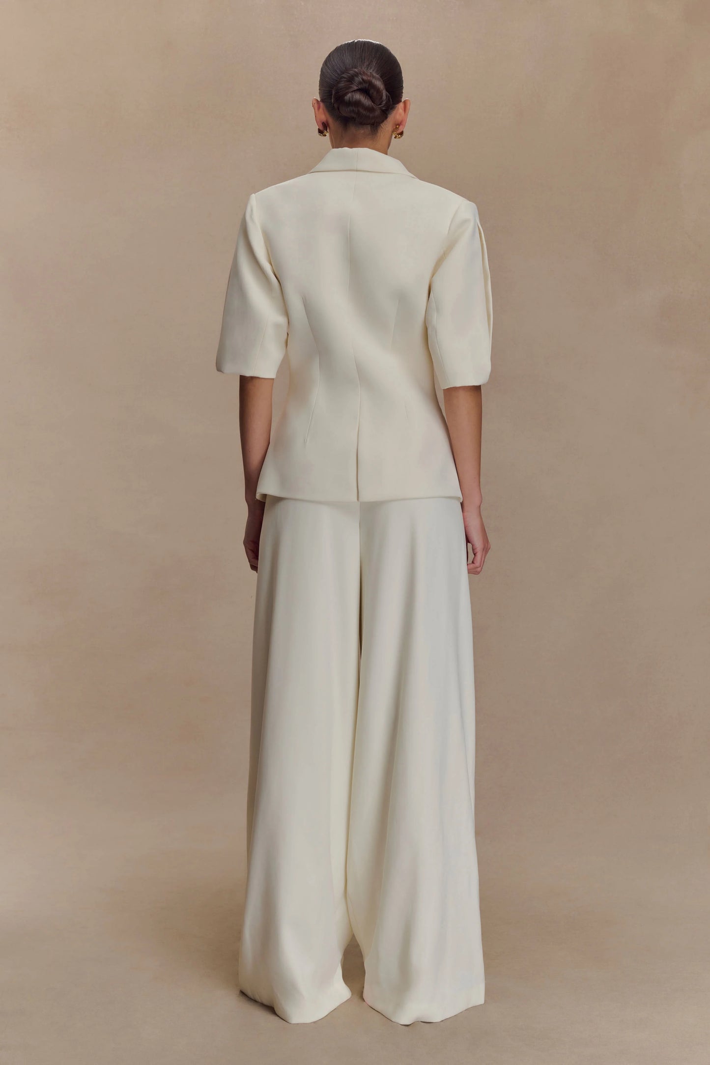Opal Puff Sleeve Suiting Top - Ivory