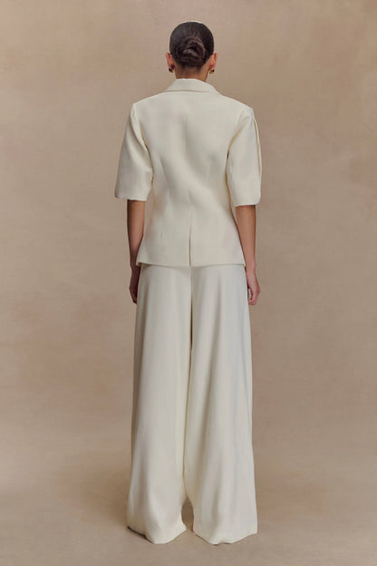 Opal Puff Sleeve Suiting Top - Ivory