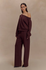 Aiden Slouchy Crew Jumper - Chocolate
