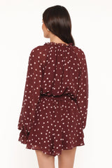 Michelle Romper - Burgundy Polka Dot
