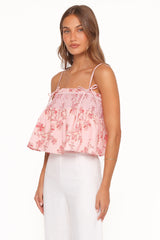 Cosima Baby Doll Top - Rose Pink Floral