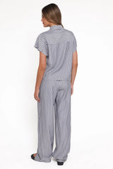 Melanie Pant Set - Charcoal Stripe
