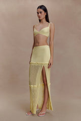 Coleene Pointelle Knit Maxi Skirt - Lemon