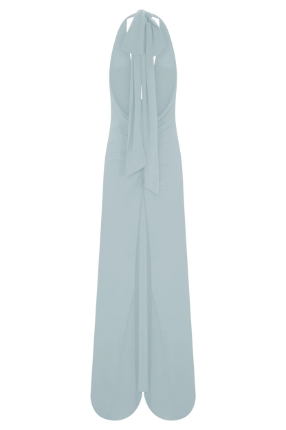 Juliet Slinky Maxi Dress With Scarf - Pale Blue