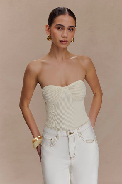 Elodie Strapless Cupped Knit Top - Ivory