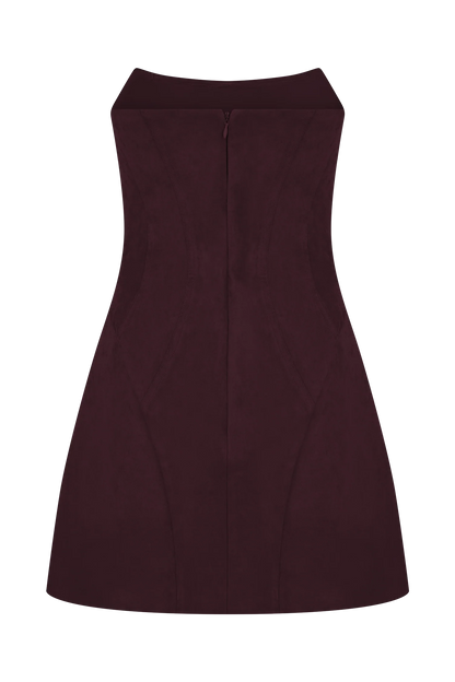 Andy Faux Suede Mini Dress - Wine