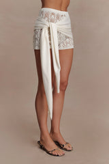 Liora Crochet Shorts With Knit Overlay - Ivory